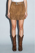 Star Fringe Mini Skirt - Camel