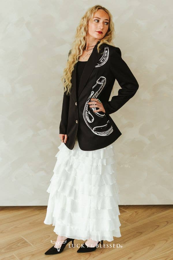 Horseshoe Printed Blazer - Black