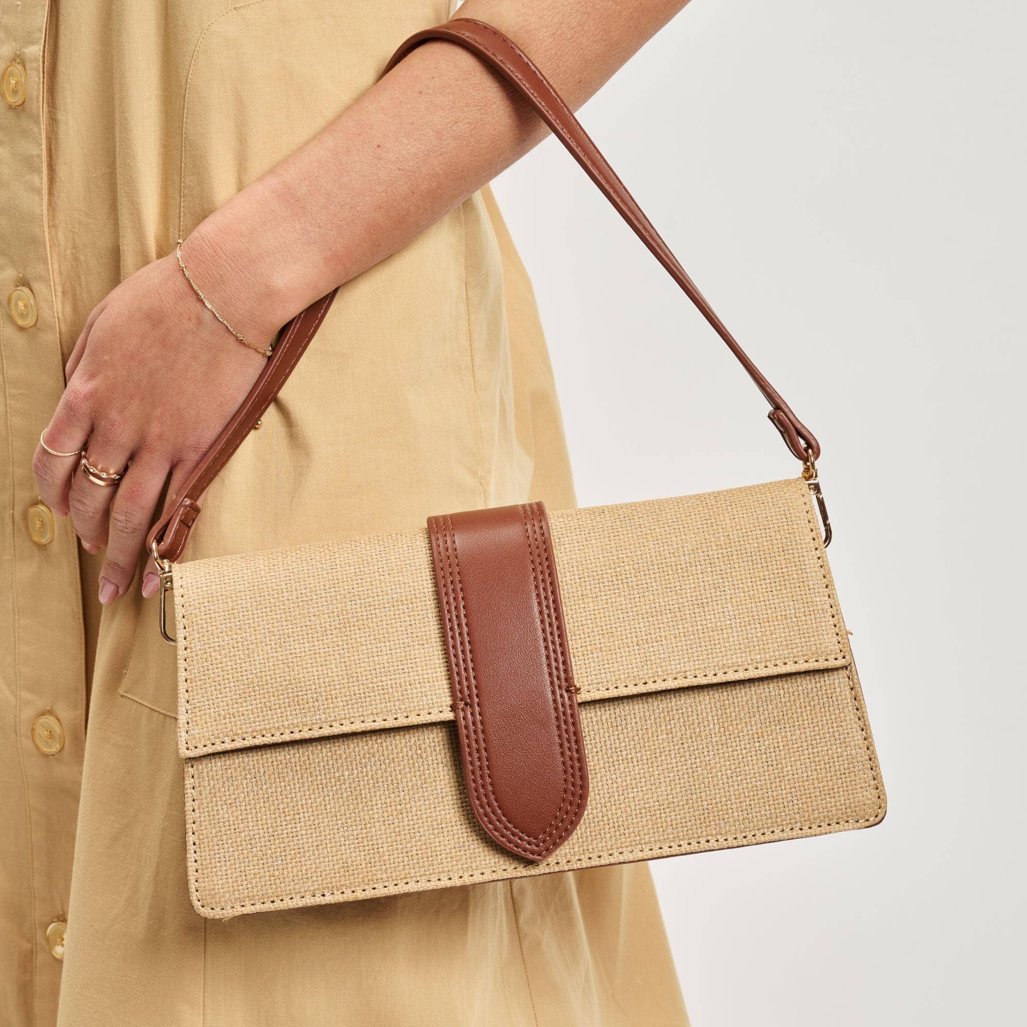 Violet Straw Crossbody - Natural Tan