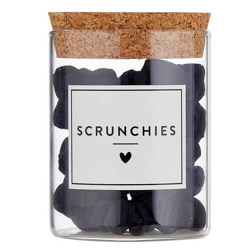 Satin Scrunchies Jar - Black Solid