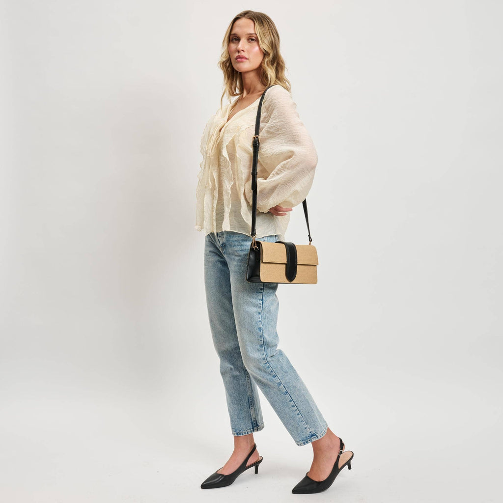 Violet Straw Crossbody - Natural Black