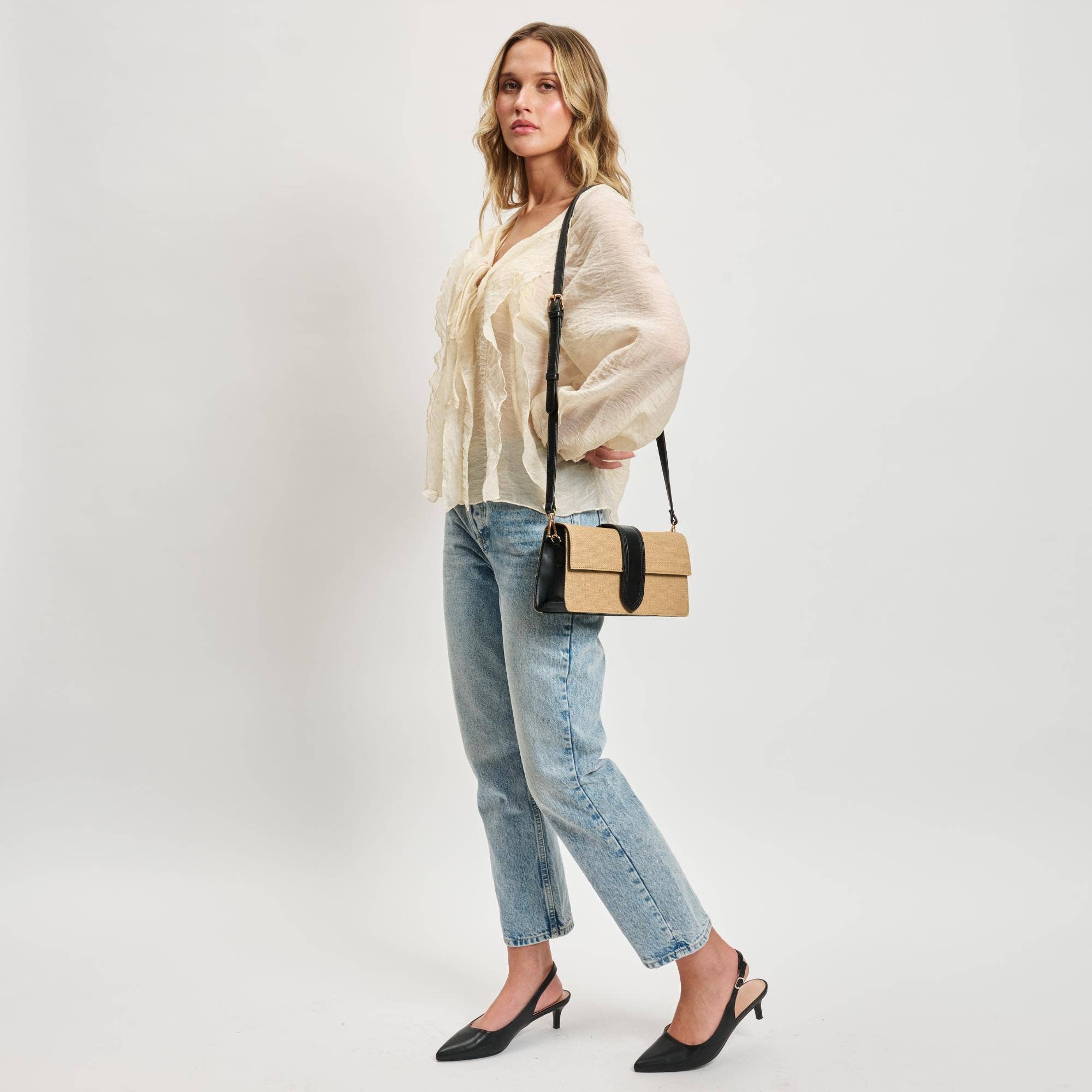 Violet Straw Crossbody - Natural Black