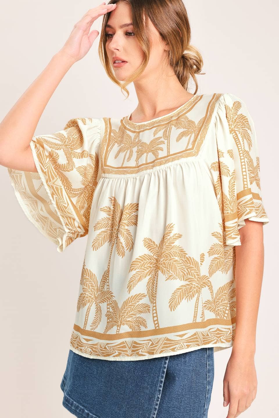 Printed Woven Top - Ivory