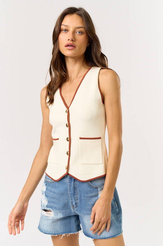 Contrast Sweater Vest