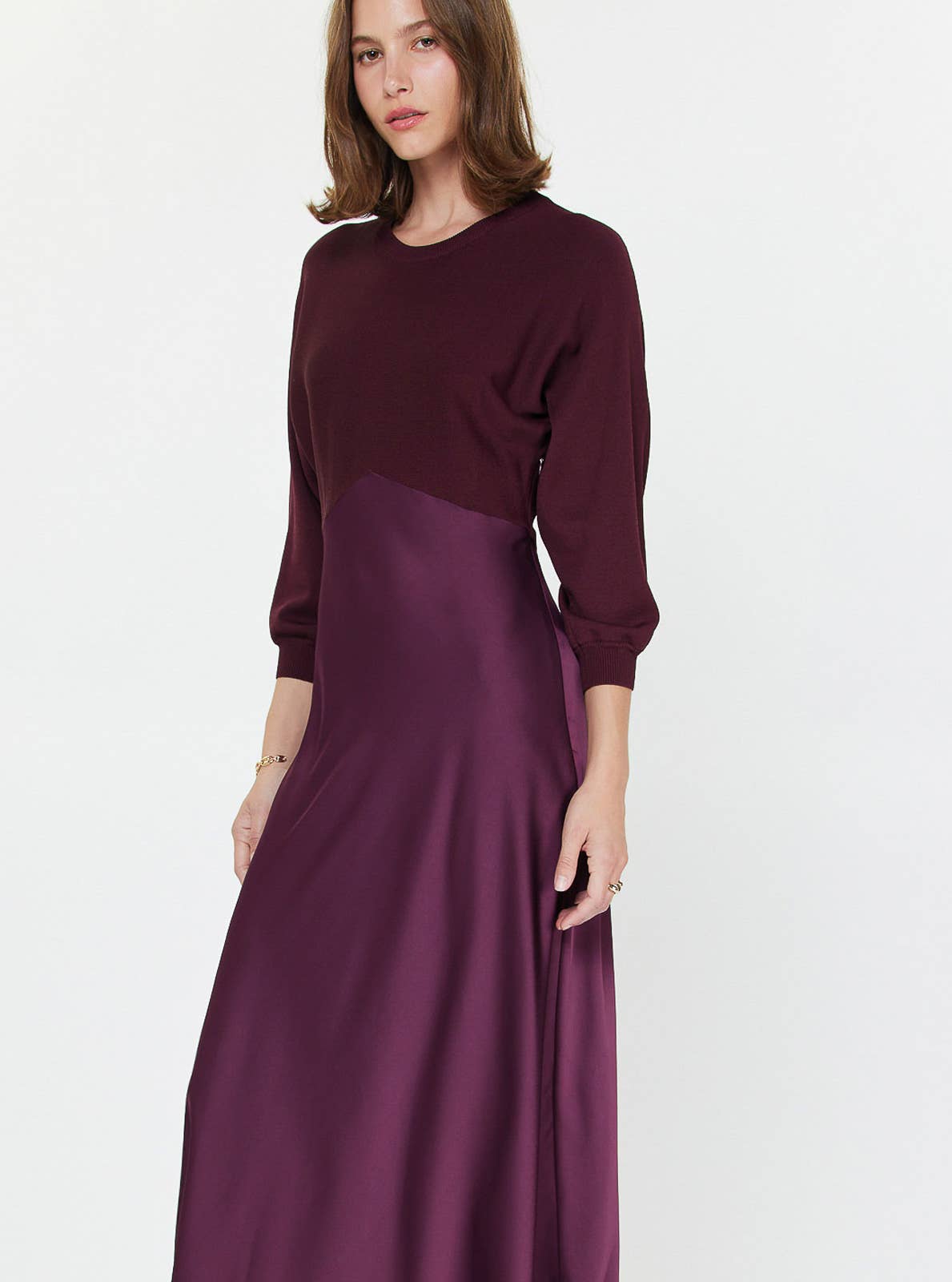 Sweater Mixed Media Midi Dress