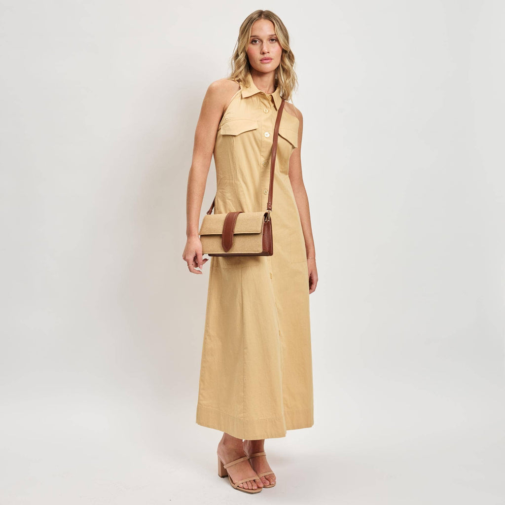 Violet Straw Crossbody - Natural Tan