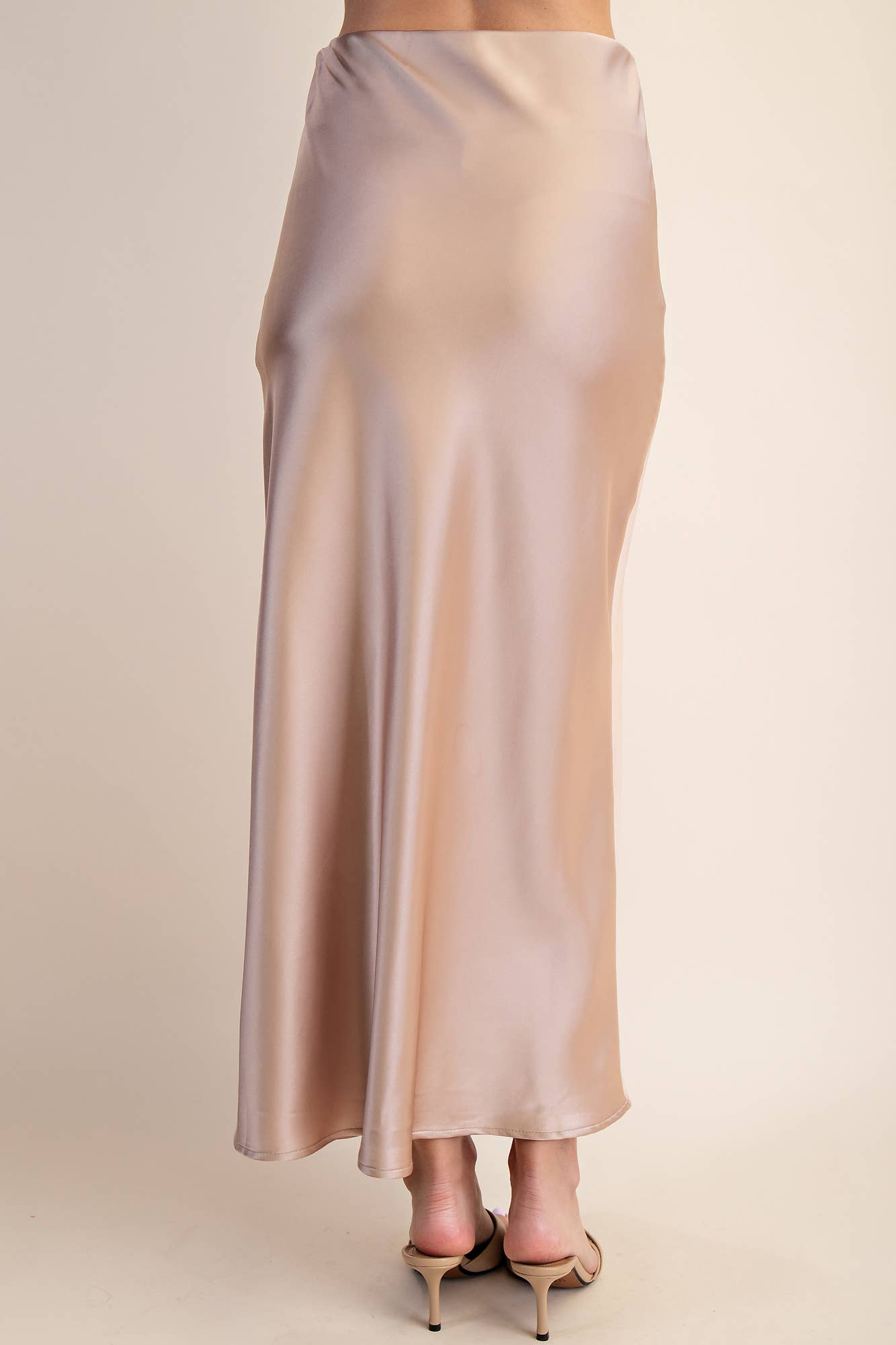 Satin Midi Skirt - Taupe