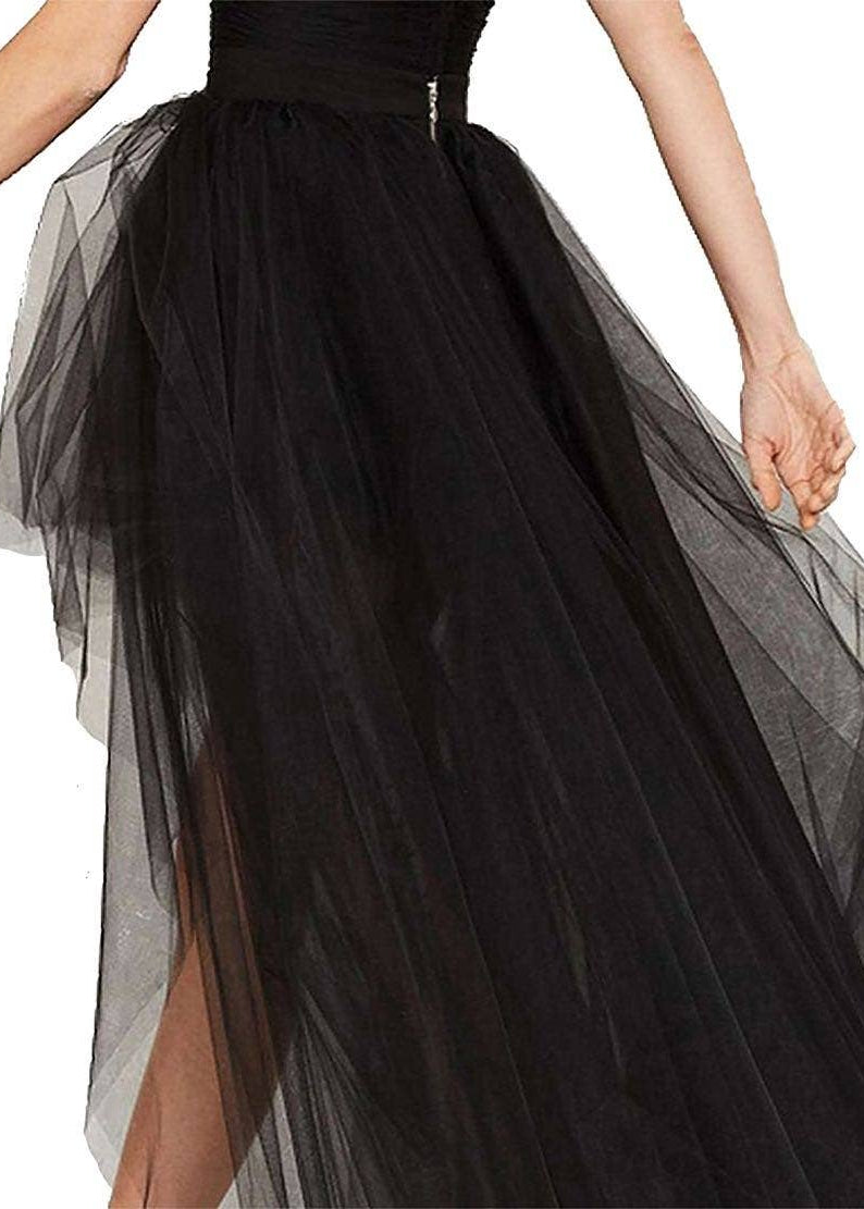 Mesh High Low Tutu Skirt - Black
