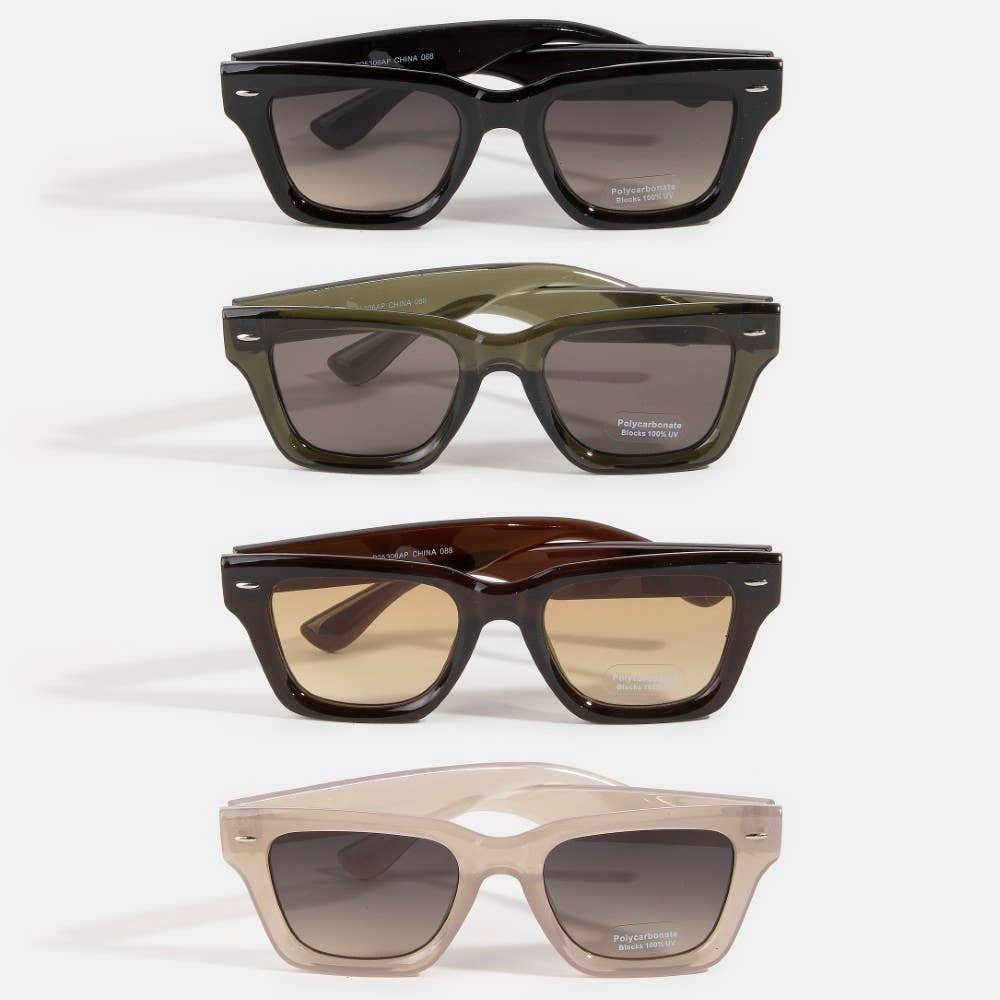 Retro Frame Rivet Detail Sunglasses - Assorted Colors