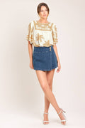 Printed Woven Top - Ivory