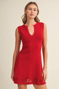 Eyelet Mini Dress - Red