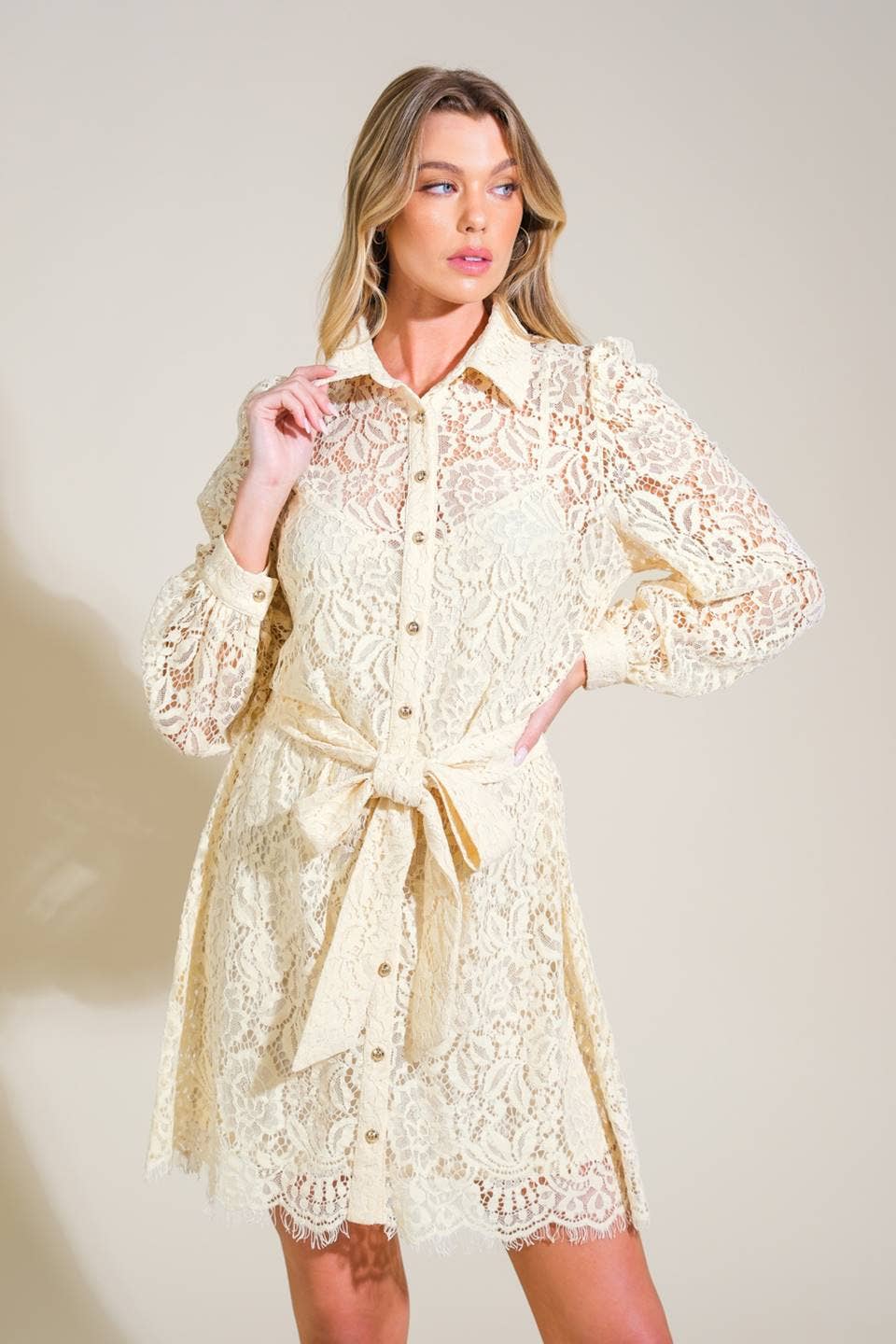 Lace Mini Dress - Cream