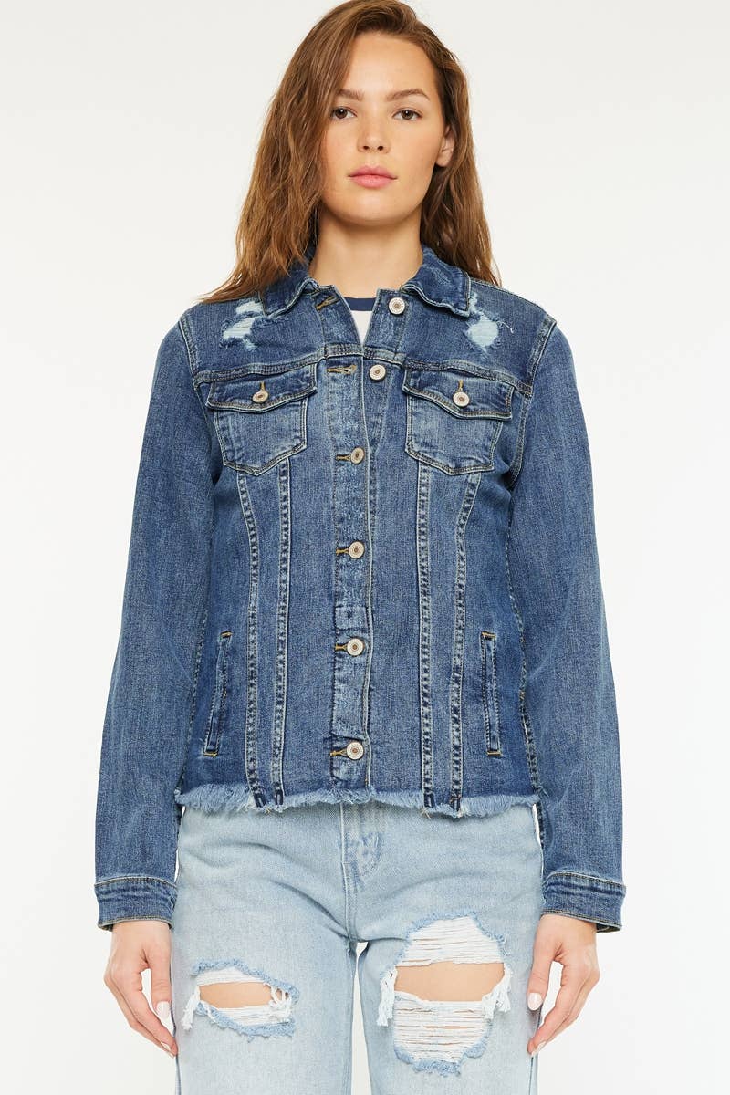 Fray Hem Denim Jacket