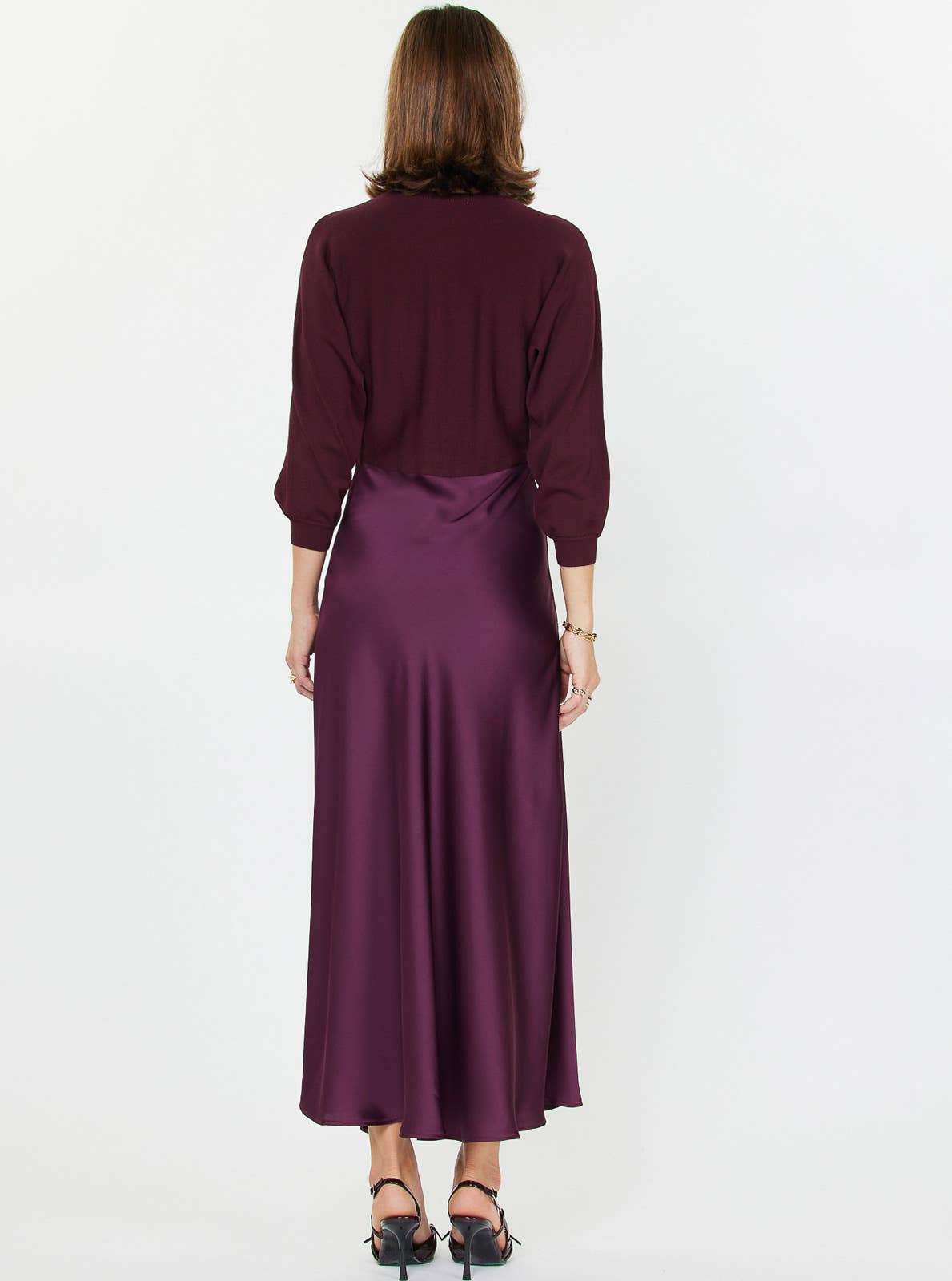 Sweater Mixed Media Midi Dress