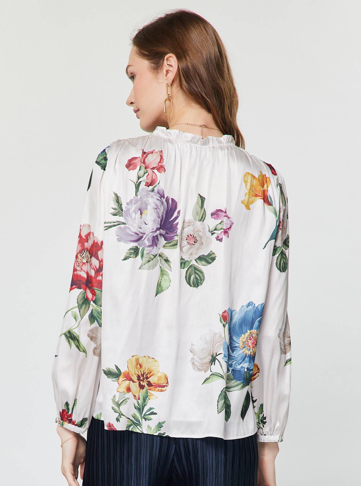 Floral Ruffled Neck Blouse