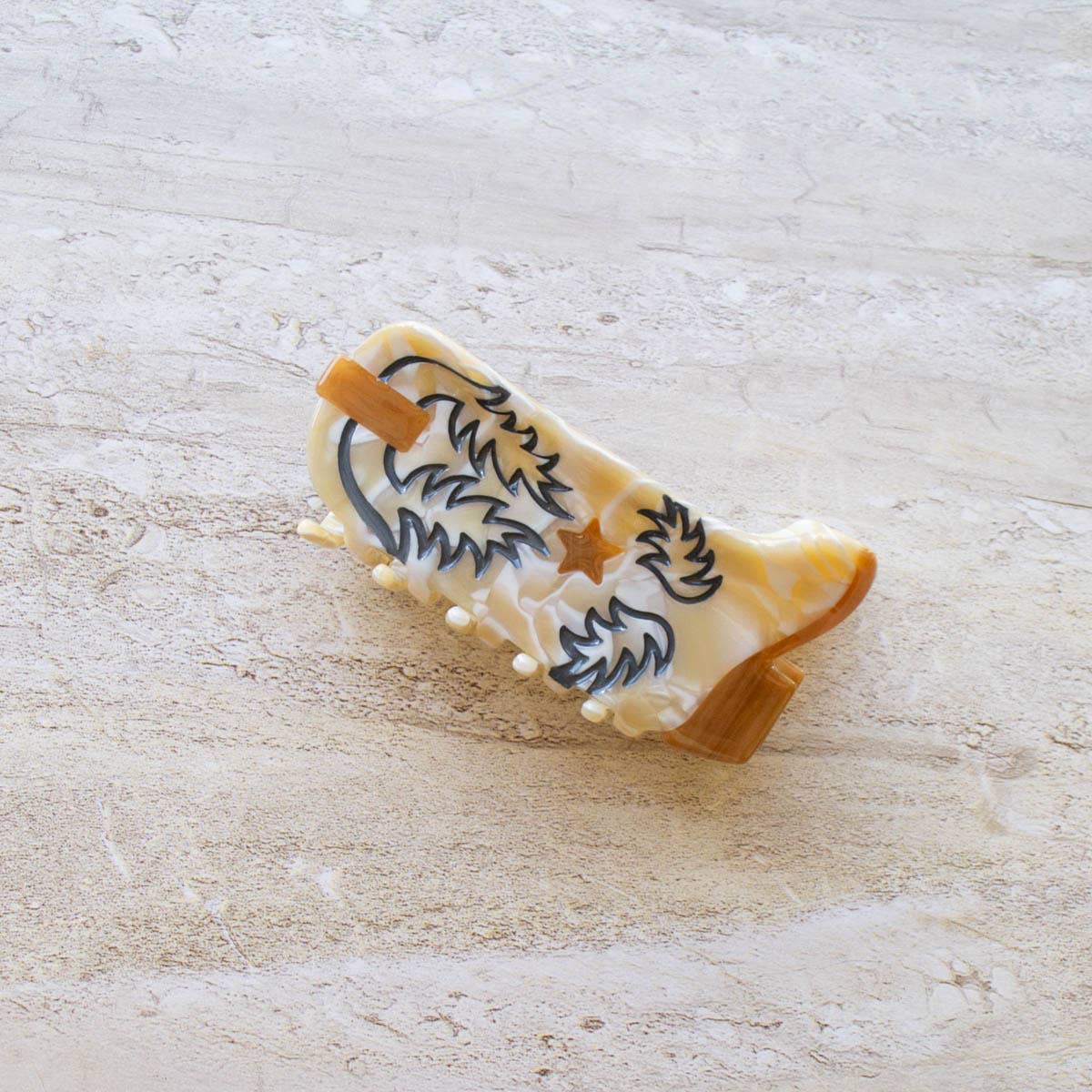 Eco Western Cowboy Boots Hair Claw Clip - Cheese Cake
