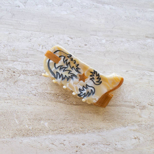 Eco Western Cowboy Boots Hair Claw Clip - Cheese Cake
