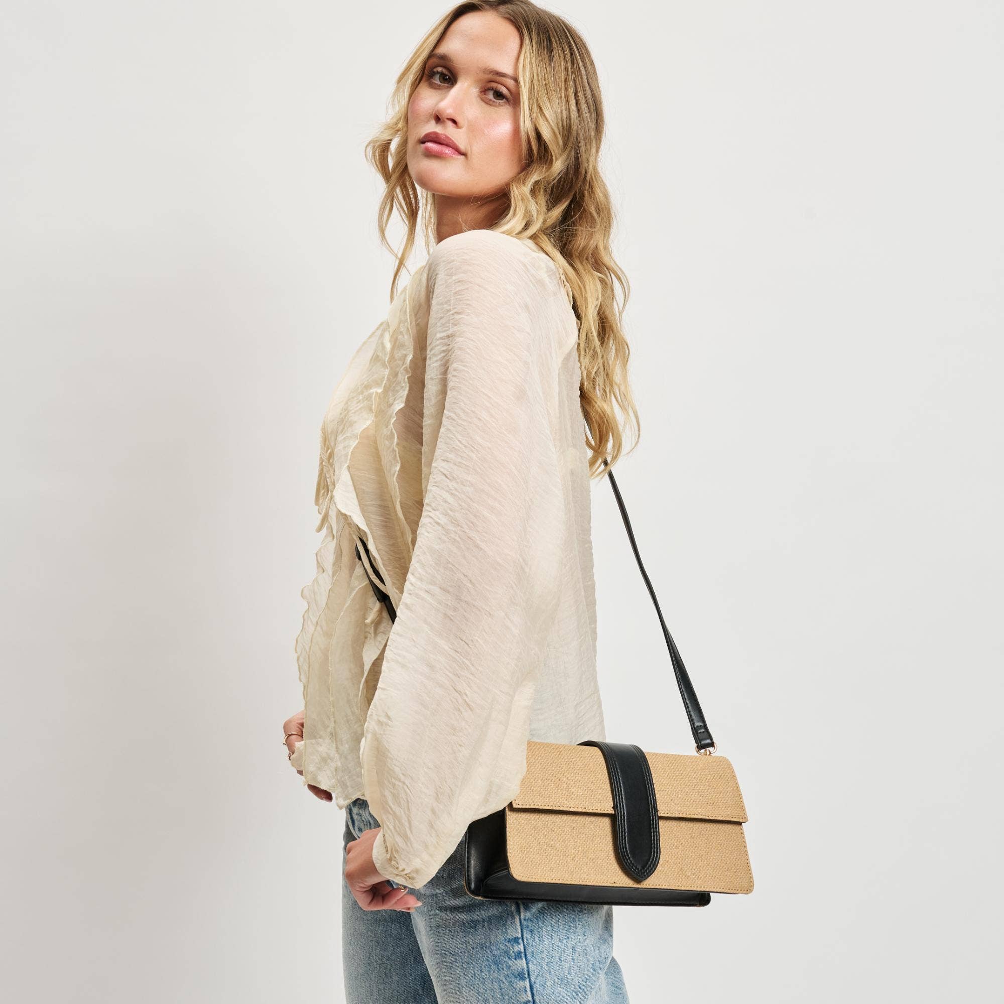 Violet Straw Crossbody - Natural Black