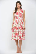 Floral Smocked Waist Front Zip Dress