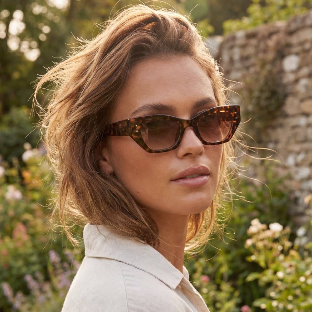 Angular Cat Eye Rivet Detail Sunglasses - Assorted Colors